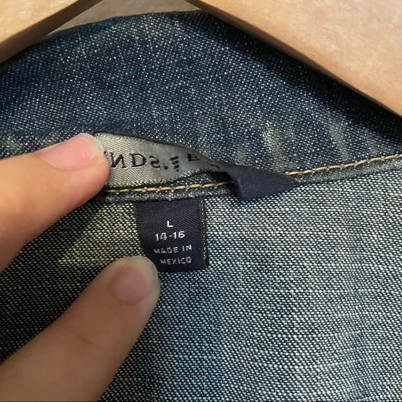 Lands’ End - Dark wash denim trucker jacket. Size L (14-16). - Picture 5 of 7